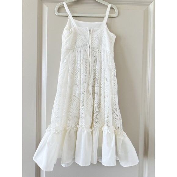 Rare Editions Girls Sz 6 White Lace Dress Thin Straps Bottom Ruffle 100% Poly - Picture 2 of 11